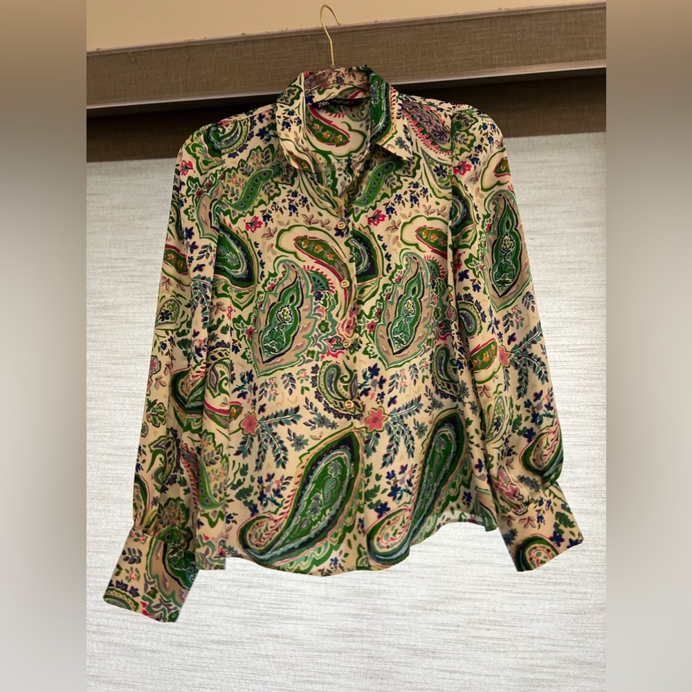 Zara satin floral print  blouse size s